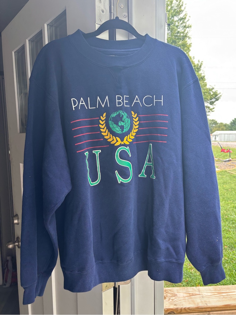Vintage Palm Beach USA Graphic Crewneck Sweatshirt - Navy